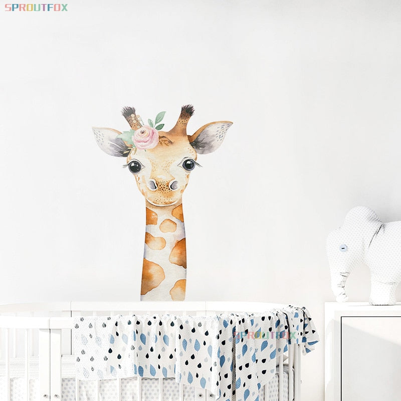 Baby Giraffe Wall Stickers for Kids Room Home Living Room Decoration Cute Animal Decals Modern Art Poster Wallpaper Decorative