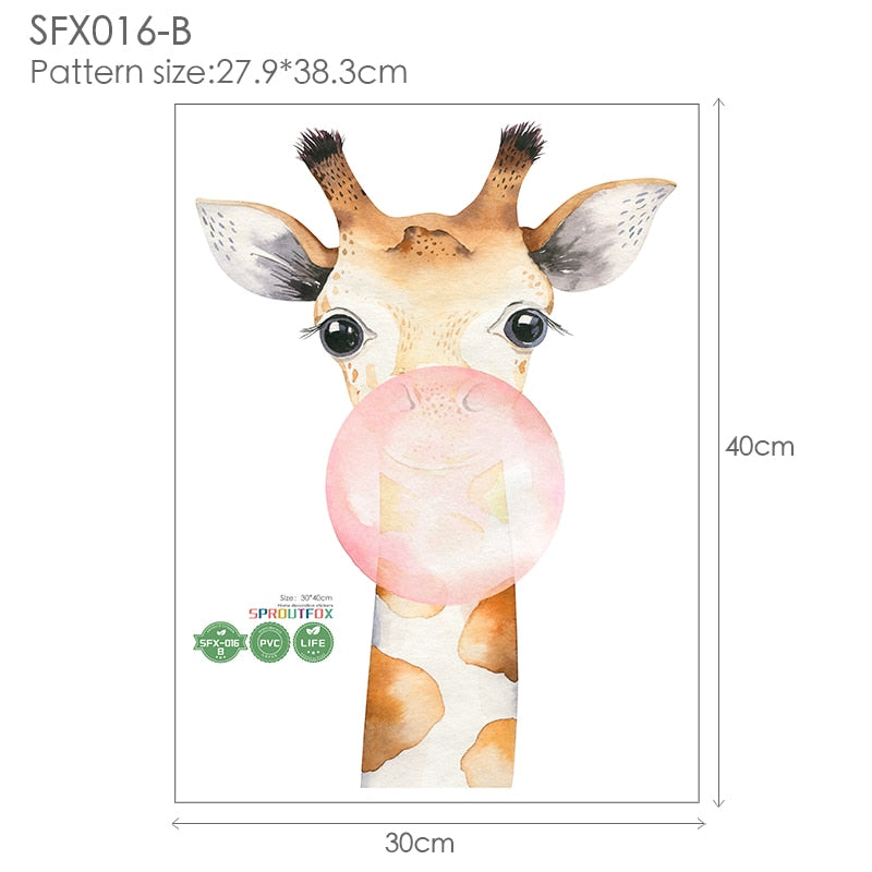 Baby Giraffe Wall Stickers for Kids Room Home Living Room Decoration Cute Animal Decals Modern Art Poster Wallpaper Decorative