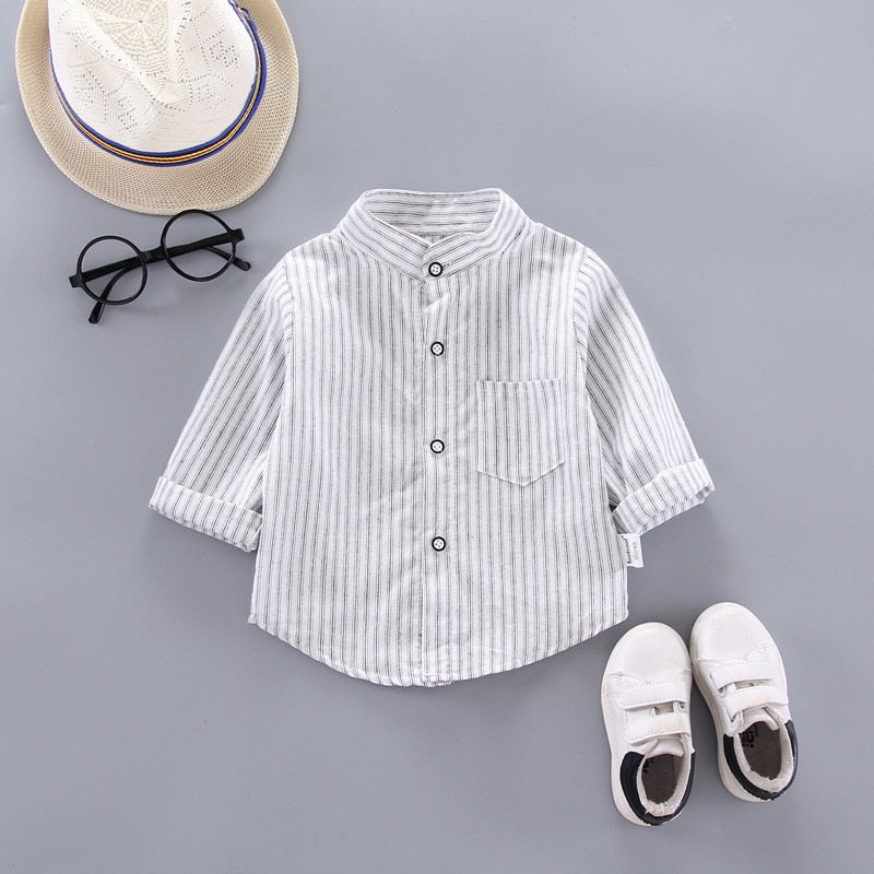 Little Gentlemen's Style: Spring Thin Striped Shirts for Baby Boys