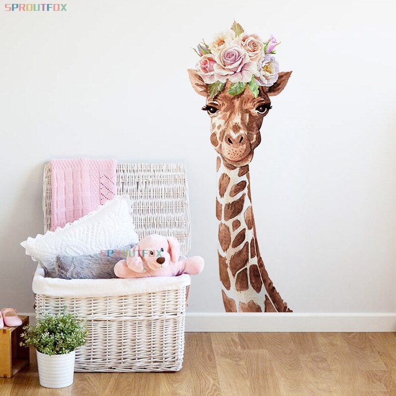 Baby Giraffe Wall Stickers for Kids Room Home Living Room Decoration Cute Animal Decals Modern Art Poster Wallpaper Decorative