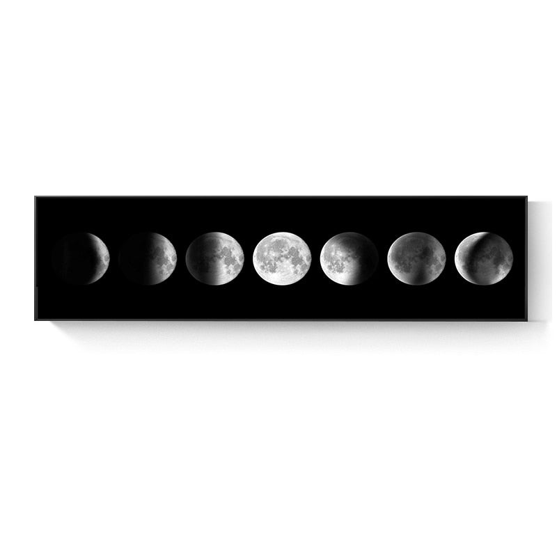 Fantastic Moon Phase Canvas Painting Golden Moon Wall Art Posters Prints Big Size Planet Solar Wall Pictures for Living Room