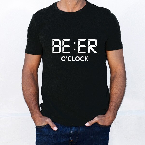 Men's 'Beer O'Clock' Humor T-Shirt - Cool & Comfy Summer Streetwear