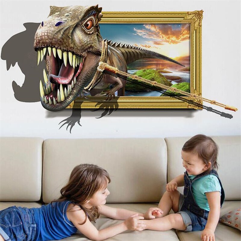 3D vivid dinosaur wall sticker  home decoration jurassic period animal movie poster wall stickers for kids rooms