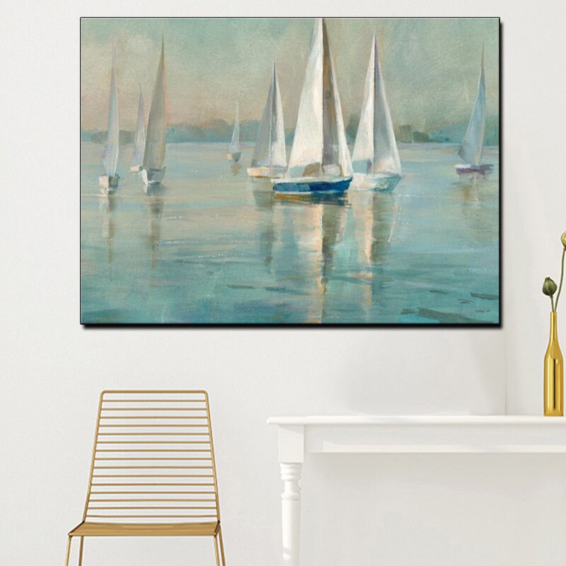 Serene Escape: Nordic Seascape Canvas - Modern Wall Art for a Tranquil Living Space