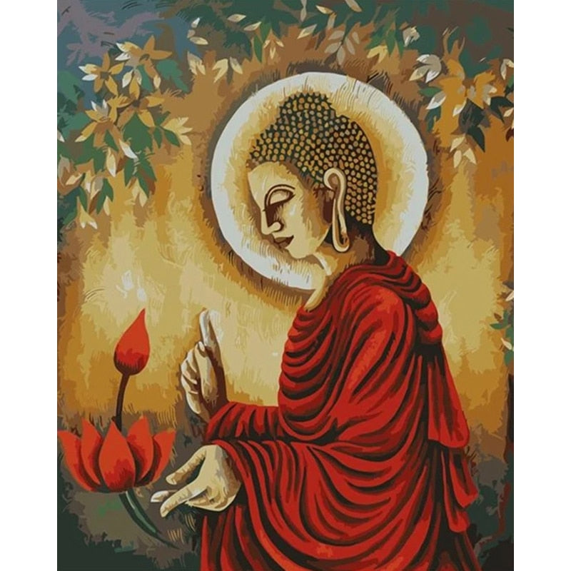 Buddha Diy Oil Painting By Numbers Handpainted Paints Craft For Adults Kids Surprise Gift On Canvas Home Art Gift