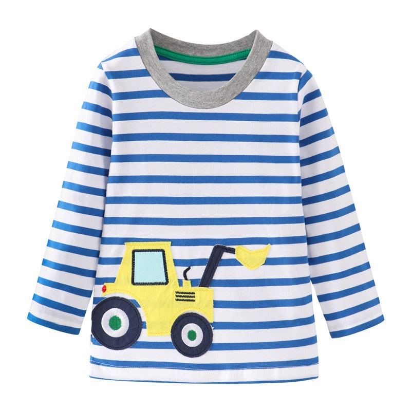 Spring Stripes & Fun: Applique Cotton T-Shirts for Boys and Girls