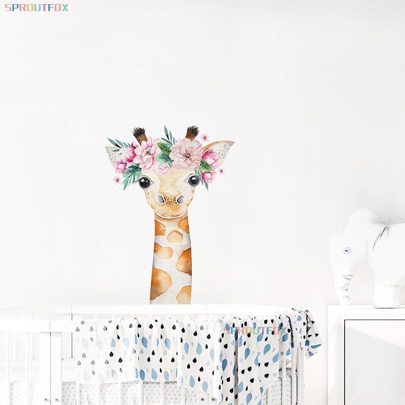 Baby Giraffe Wall Stickers for Kids Room Home Living Room Decoration Cute Animal Decals Modern Art Poster Wallpaper Decorative