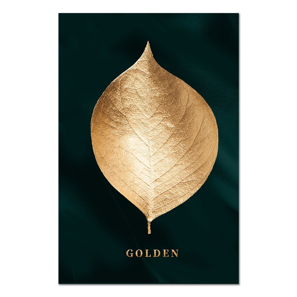 3pcs Nordic Gold and Green Leaves Wall Art Canvas Posters Prints no Frame Living Room Decoration Pictures