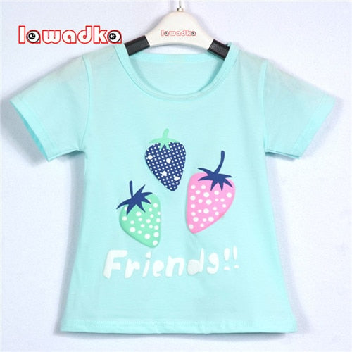 New Sport Baby Girls Boys t-shirt Short Sleeve Strawberry Pattern t-shirts for Girls Cotton Children Clothes Summer