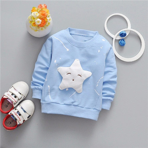 Starry Comfort: Cozy Long Sleeve Sweatshirt for Baby Girls and Boys