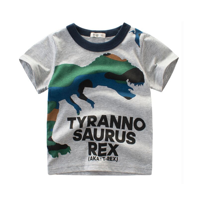 Summer Boys T Shirts Clothing Short Sleeve 100% Cotton Dinosaur Cartoon Children T Shirts Girls 2-8Y High Quality Kids Tees