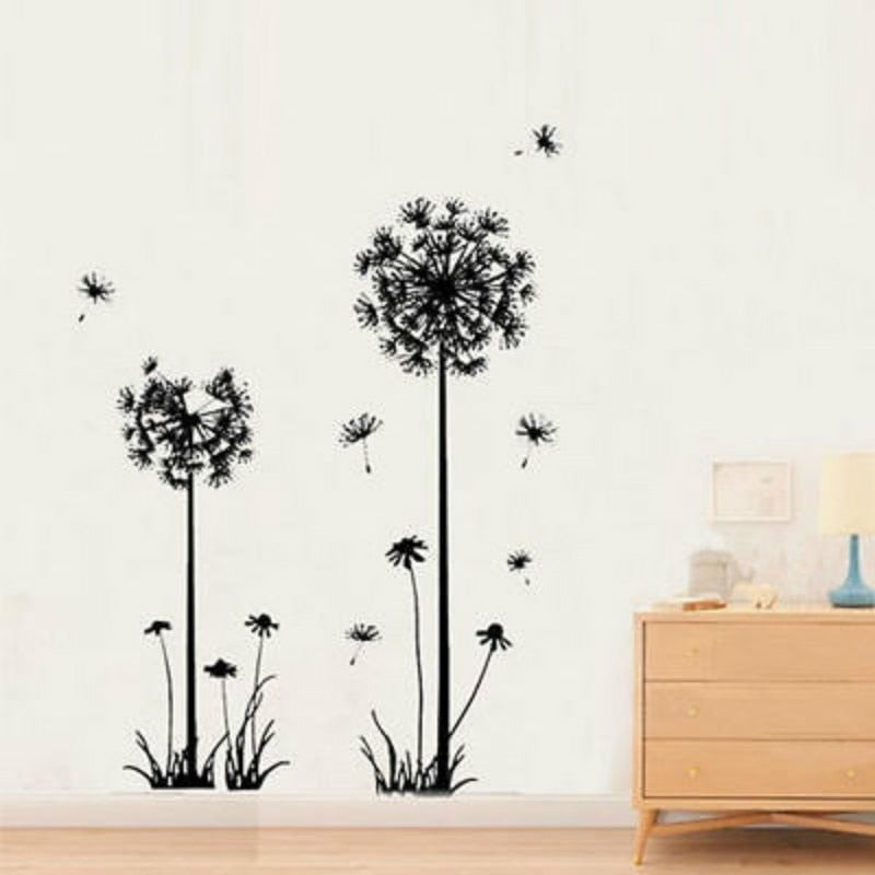 Creative and Stylish Wall Stickers: Hot Black Dandelion Design for Living Room and Bedroom Déco