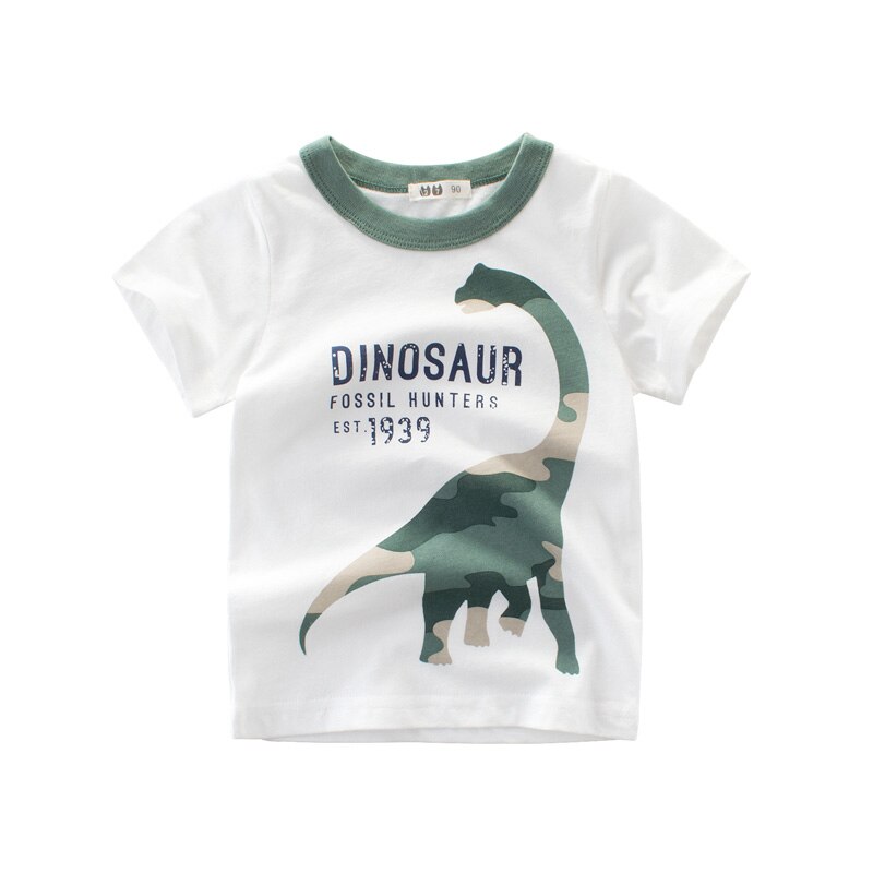 Summer Boys T Shirts Clothing Short Sleeve 100% Cotton Dinosaur Cartoon Children T Shirts Girls 2-8Y High Quality Kids Tees