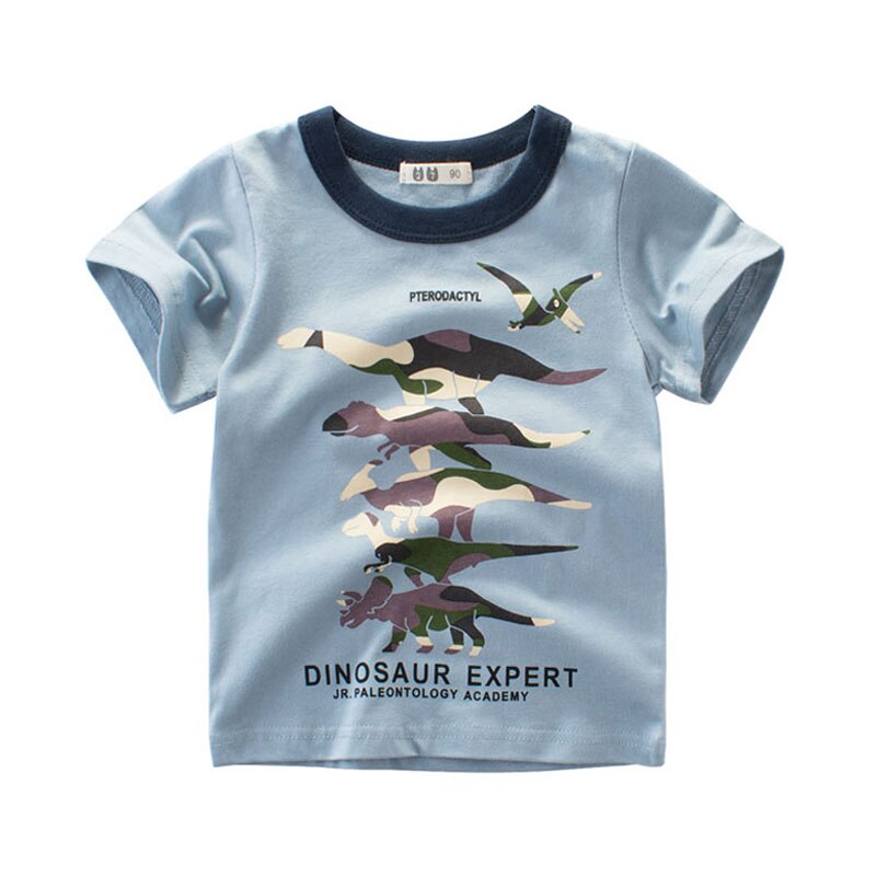 Summer Boys T Shirts Clothing Short Sleeve 100% Cotton Dinosaur Cartoon Children T Shirts Girls 2-8Y High Quality Kids Tees