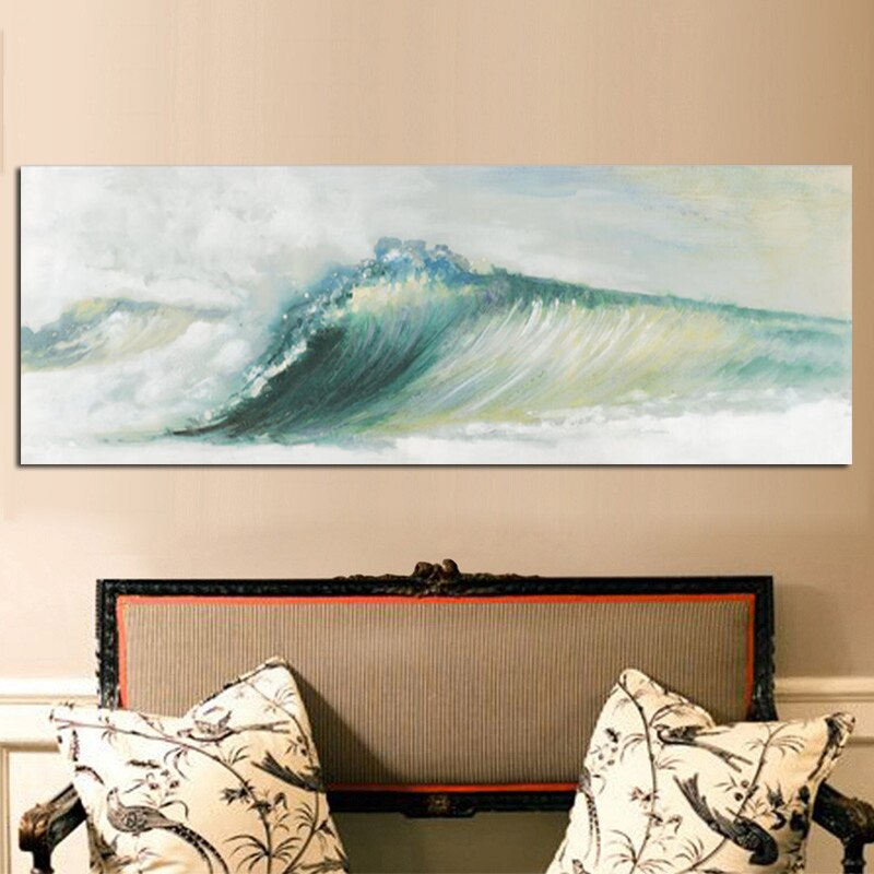 Green Ocean Sea Waves Canvas Seascape Painting Cuadros Abstract Modern Poster and Print Art Scenery Wall Picture For Living Room