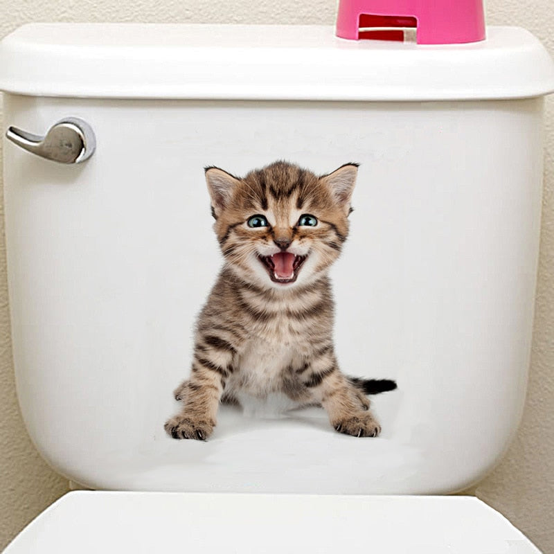 Cats 3D Wall Sticker Toilet Stickers Hole View Vivid Dogs Bathroom For Home Decoration Animals Vinyl Decals Art Wallpaper Poster