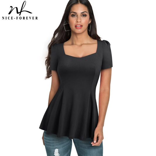 Chic Elegance Unleashed: The Nice-forever Casual Square Collar Ruffle Tee