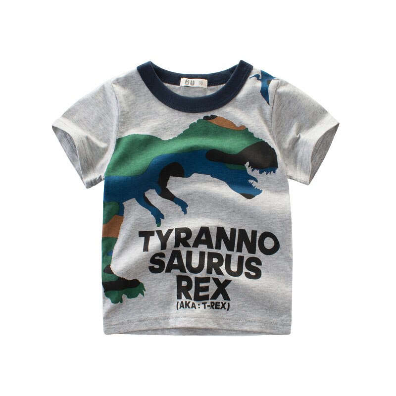 Summer Boys T Shirts Clothing Short Sleeve 100% Cotton Dinosaur Cartoon Children T Shirts Girls 2-8Y High Quality Kids Tees