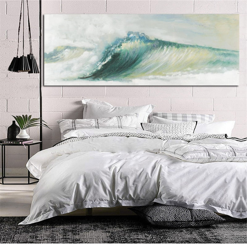 Green Ocean Sea Waves Canvas Seascape Painting Cuadros Abstract Modern Poster and Print Art Scenery Wall Picture For Living Room