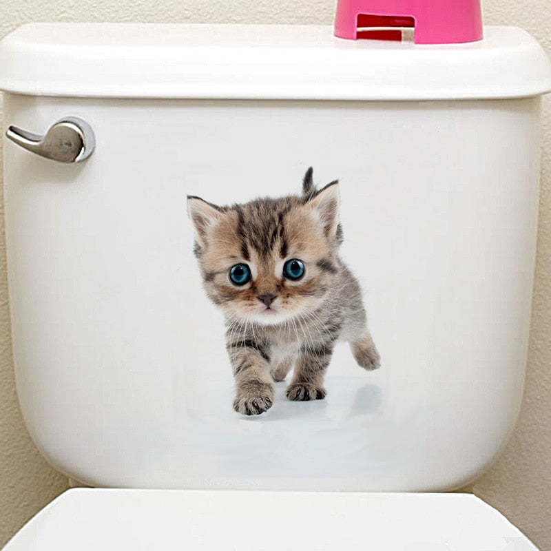 Cats 3D Wall Sticker Toilet Stickers Hole View Vivid Dogs Bathroom For Home Decoration Animals Vinyl Decals Art Wallpaper Poster