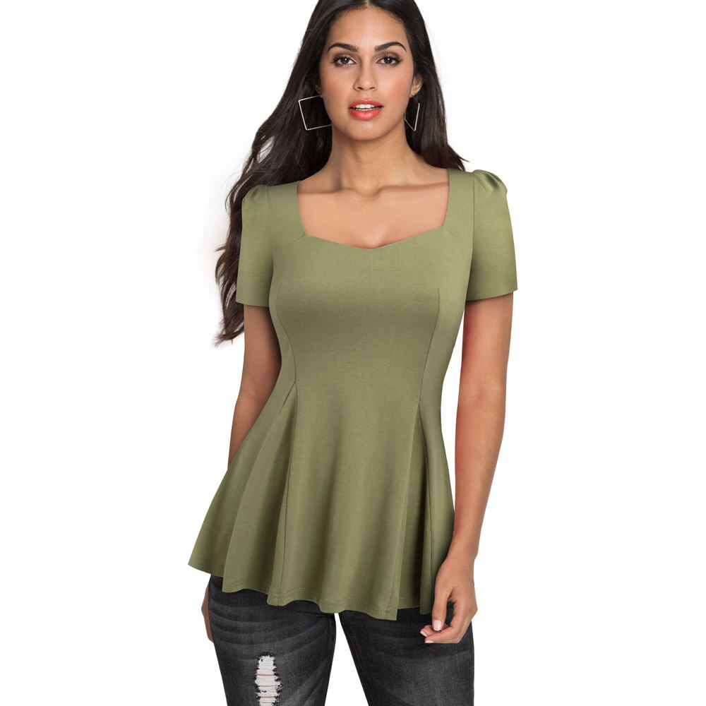 Chic Elegance Unleashed: The Nice-forever Casual Square Collar Ruffle Tee