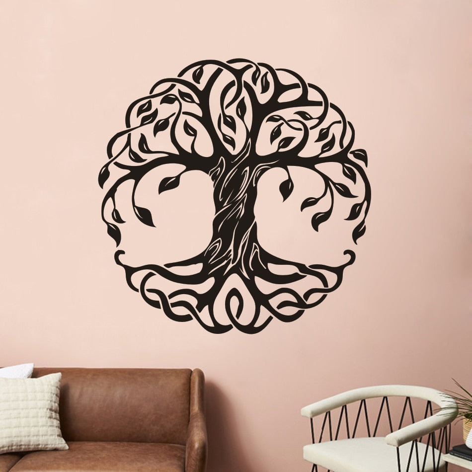 Serenity and Harmony: Mandala Circle Trees VinylWall Decals - Inspiring Home Decor for Fitness, Yoga, and Tree of Life Enthusiasts - AZ044