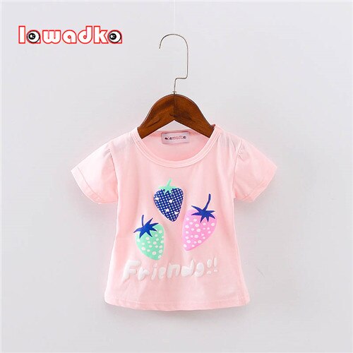 New Sport Baby Girls Boys t-shirt Short Sleeve Strawberry Pattern t-shirts for Girls Cotton Children Clothes Summer