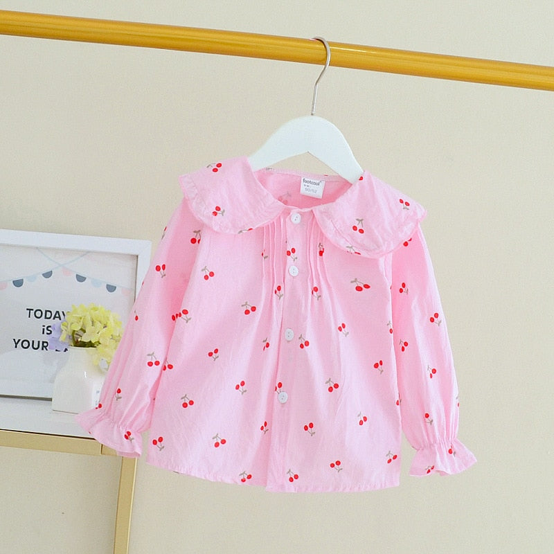 Spring Charm: Toddler & Infant Plaid Cartoon Blouses for Girls