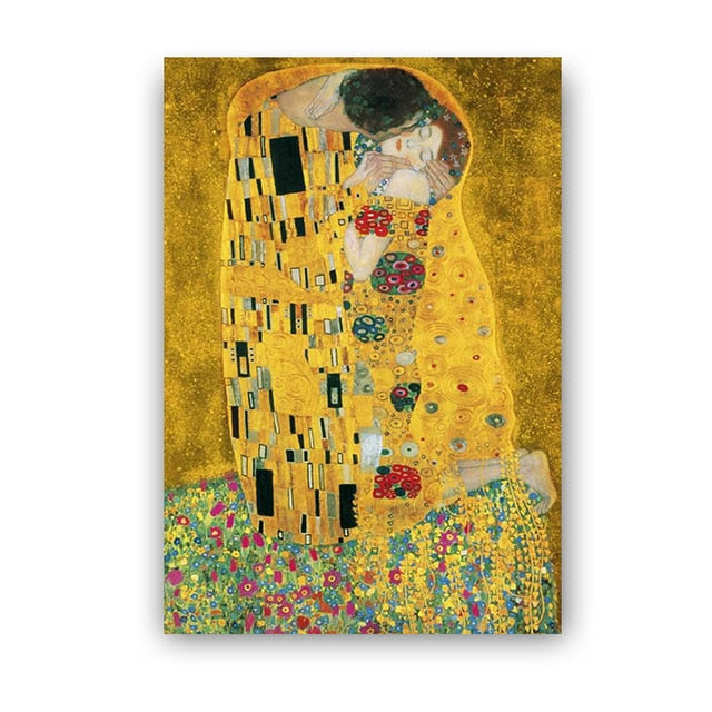 The Kiss Adele Bloch Bauer Retro Famous Gustav Klimt Poster Hd Print Canvas Painting Wall Art Picture for Interior Living Room