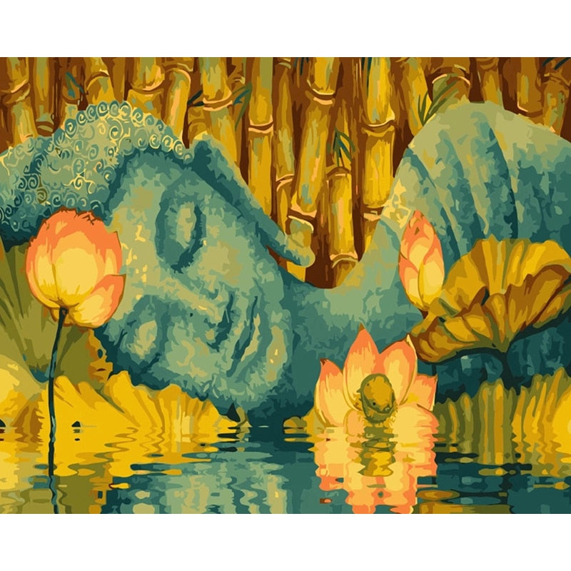 Buddha Diy Oil Painting By Numbers Handpainted Paints Craft For Adults Kids Surprise Gift On Canvas Home Art Gift