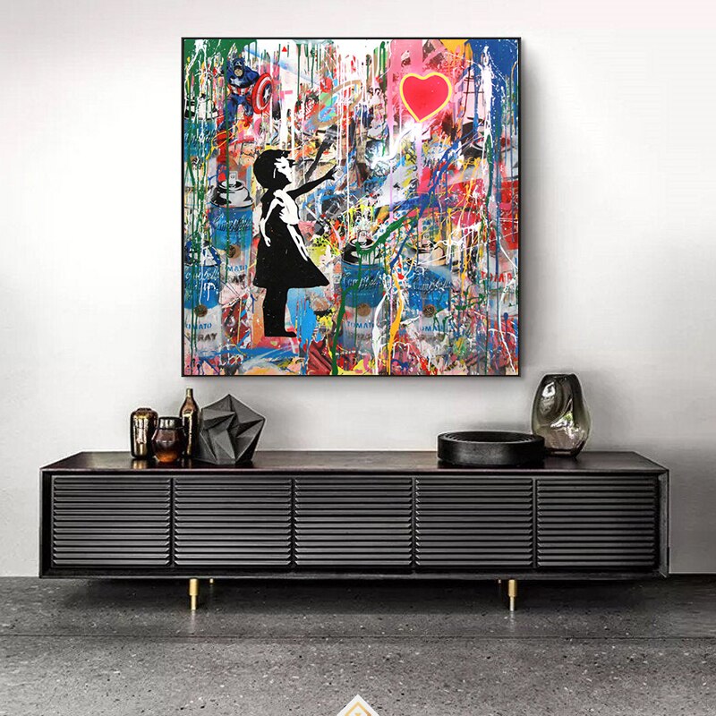 Street Graffiti Art Banksy Art Pop Art Canvas Painting Posters Wall Art for Living Room Home Decor (No Frame)