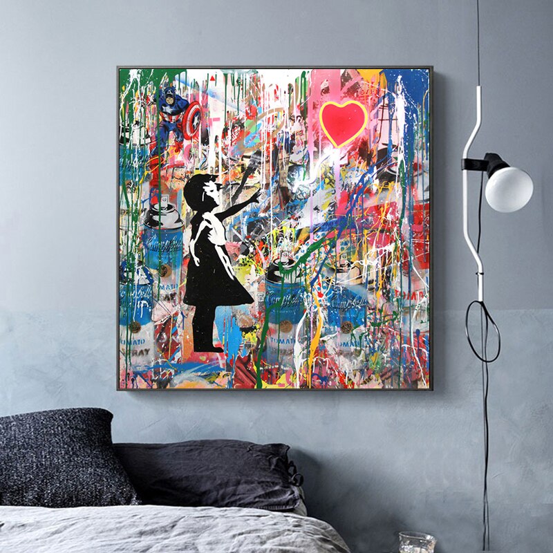 Street Graffiti Art Banksy Art Pop Art Canvas Painting Posters Wall Art for Living Room Home Decor (No Frame)