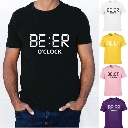 Men's 'Beer O'Clock' Humor T-Shirt - Cool & Comfy Summer Streetwear