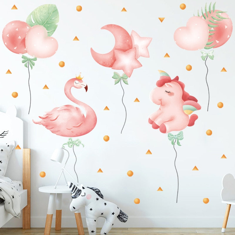 Cartoon Unicorn Princess Wall Stickers for Kids room Kindergarten Girls room Decor Eco-friendly Vinyl Wall Decals Art Home Decor