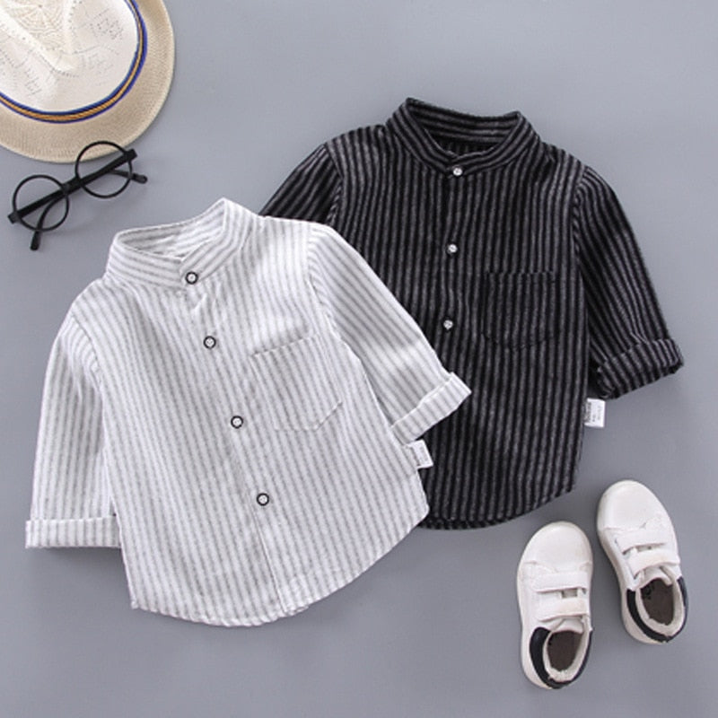 Little Gentlemen's Style: Spring Thin Striped Shirts for Baby Boys