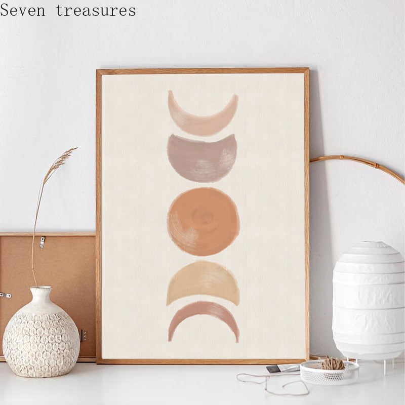 Sun Moon Print Boho Bedroom Decor Modern Mid Century Minimalist Poster Living Room Canvas  Terracotta Wall Art PicturesPainting