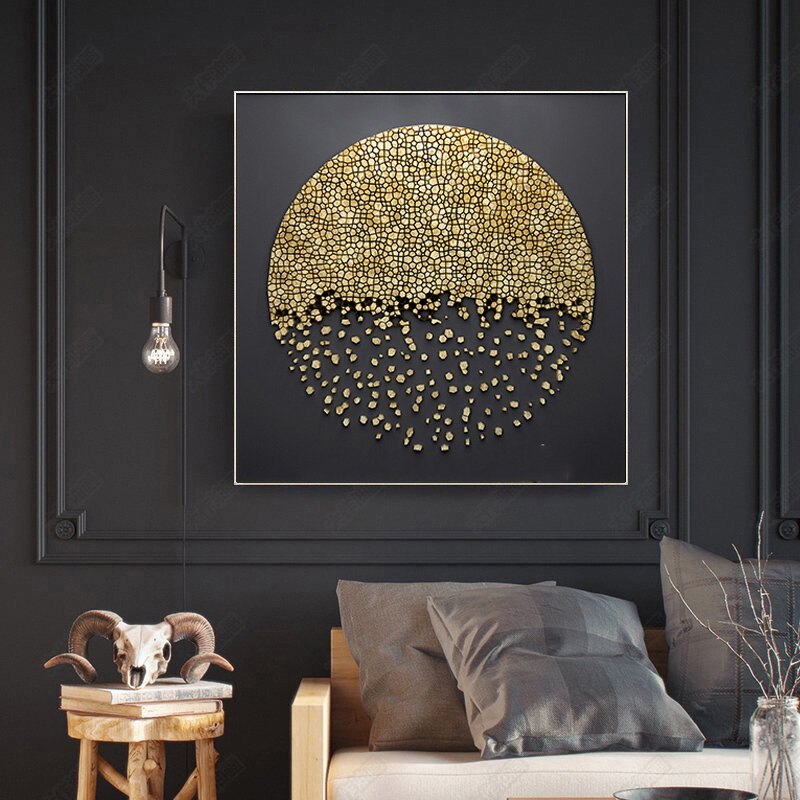 "Golden Hues Abstract" - Modern Wall Art with Gold Foil Accents