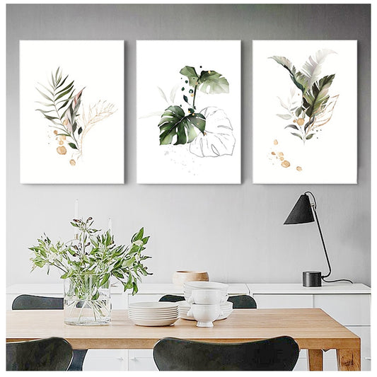 Watercolor Plant Canvas Poster Leaf Botanical Art Print Minimalist Painting Nordic Style Picture  Living Room Decoration