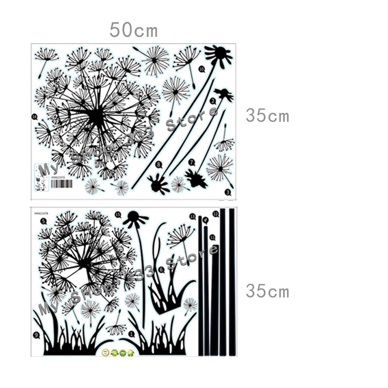 Creative and Stylish Wall Stickers: Hot Black Dandelion Design for Living Room and Bedroom Déco