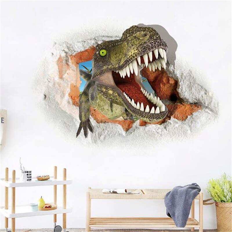 3D vivid dinosaur wall sticker  home decoration jurassic period animal movie poster wall stickers for kids rooms