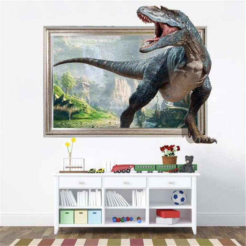 3D vivid dinosaur wall sticker  home decoration jurassic period animal movie poster wall stickers for kids rooms