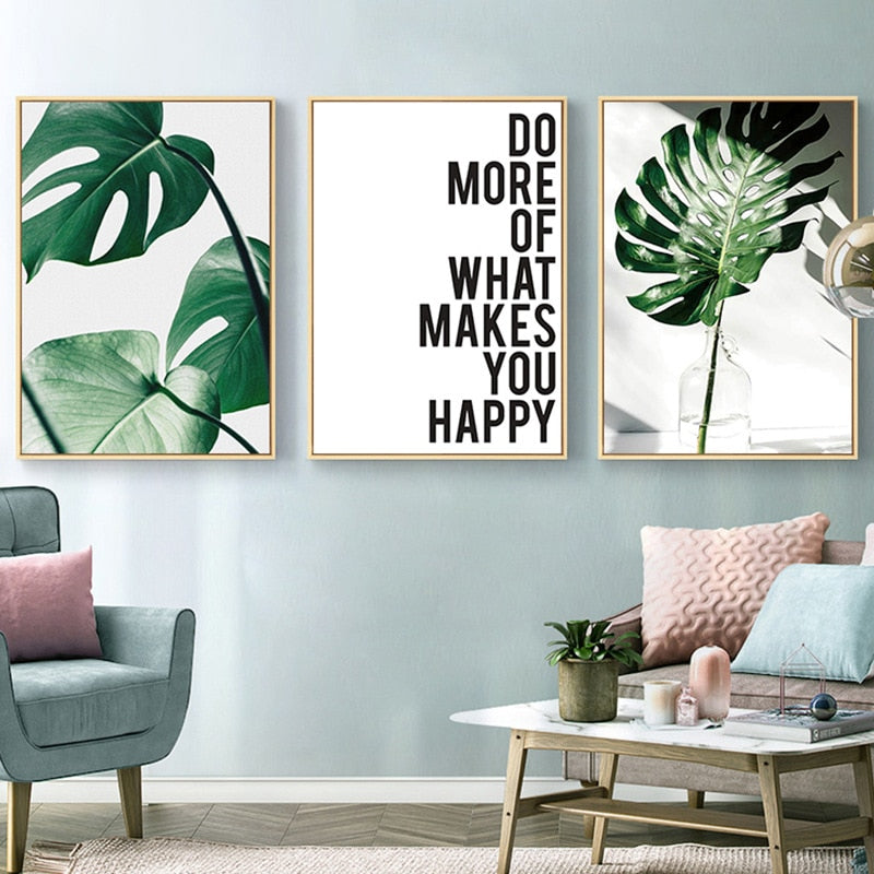 Monstera Green Plant Leaves Pineapple Parrot Painting Home Wall Decoration Tropical Wall Art Pictures Canvas Painting Posters