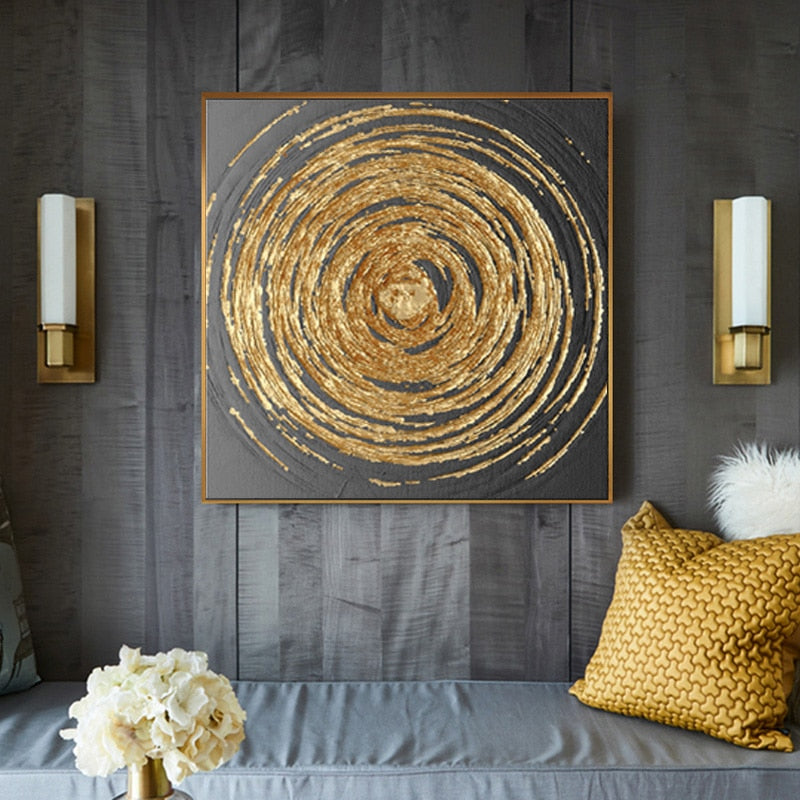 "Golden Hues Abstract" - Modern Wall Art with Gold Foil Accents