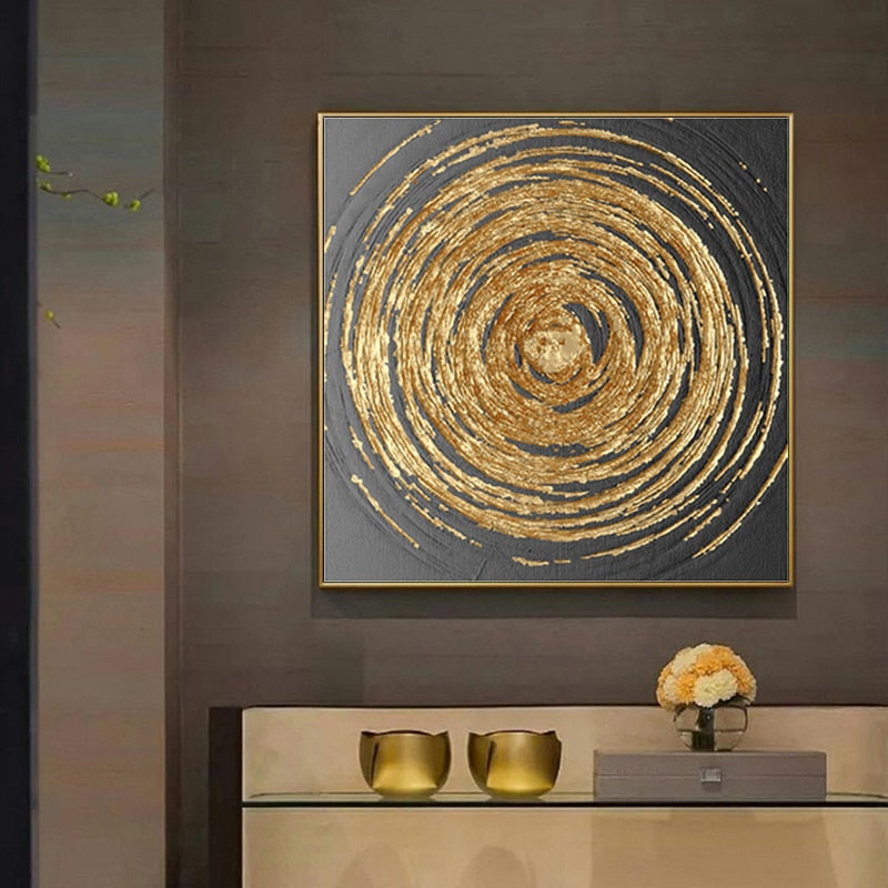 "Golden Hues Abstract" - Modern Wall Art with Gold Foil Accents