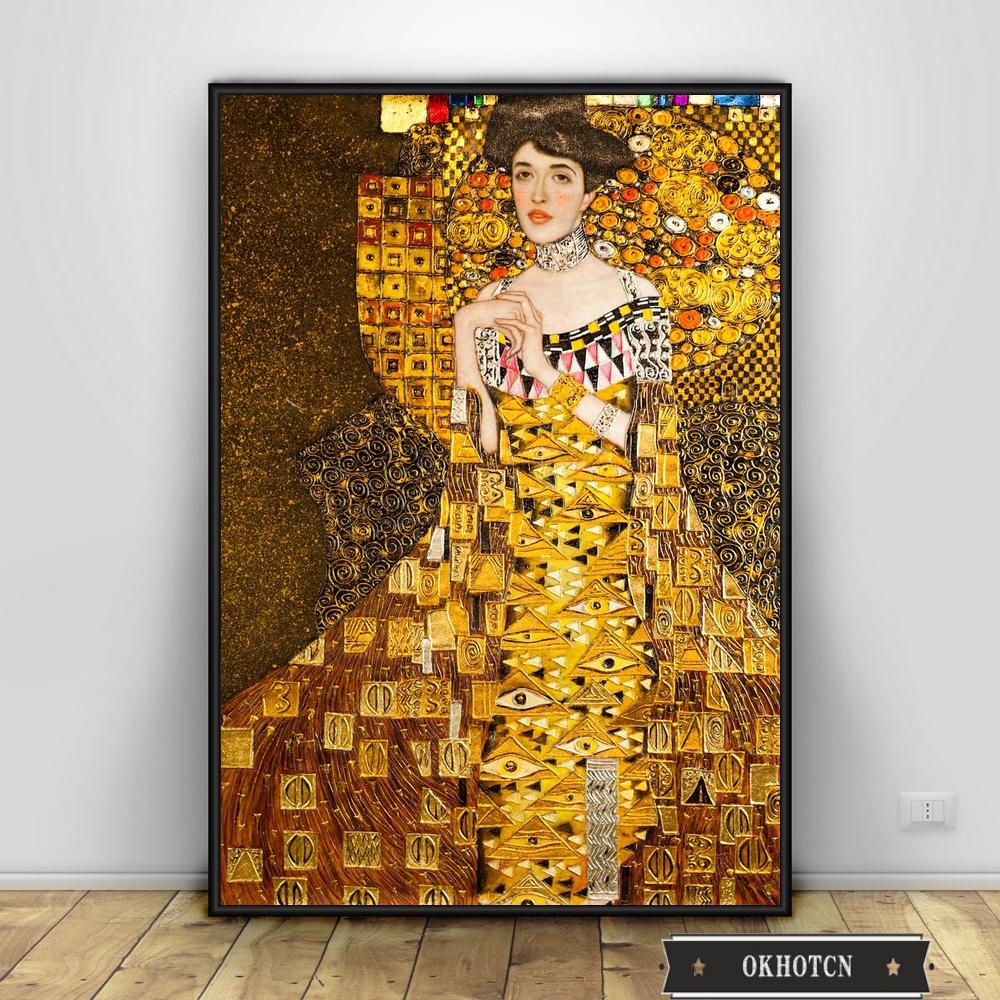 The Kiss Adele Bloch Bauer Retro Famous Gustav Klimt Poster Hd Print Canvas Painting Wall Art Picture for Interior Living Room