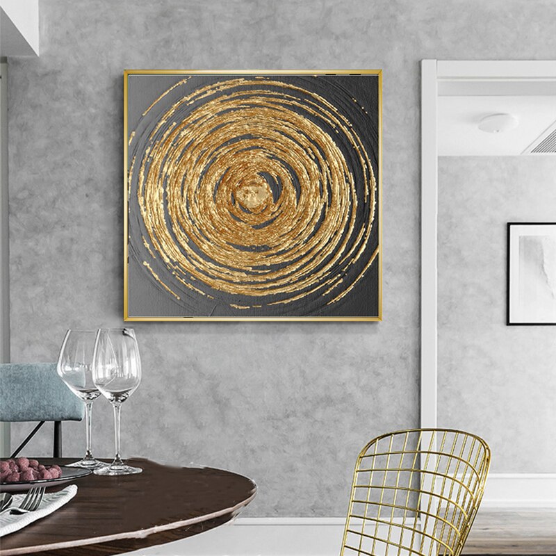 "Golden Hues Abstract" - Modern Wall Art with Gold Foil Accents