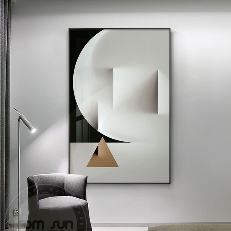 Modern Abstract Geometric Wall Art Canvas Painting Black White Industrial Style Poster Print Wall Pictures for Living Room Decor