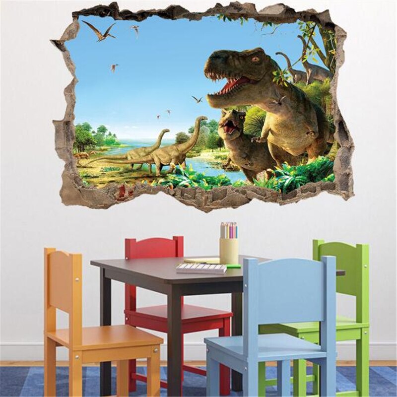 3D vivid dinosaur wall sticker  home decoration jurassic period animal movie poster wall stickers for kids rooms