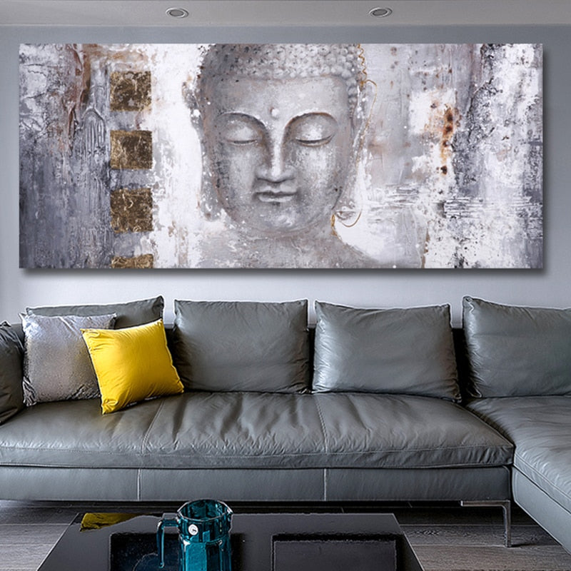 "Serenity Embodied: High-Quality Abstract Buddha Painting for Modern Living Room Decor"