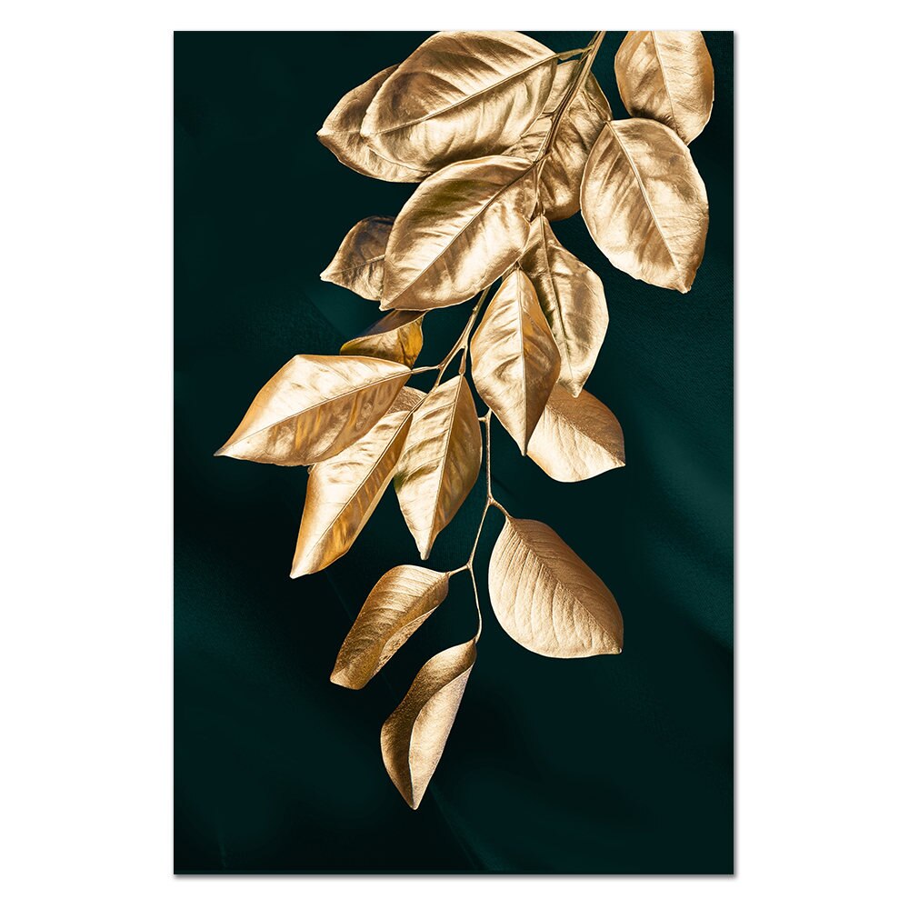 3pcs Nordic Gold and Green Leaves Wall Art Canvas Posters Prints no Frame Living Room Decoration Pictures